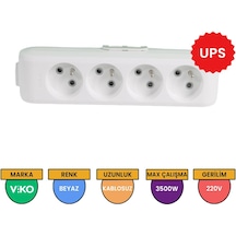 Viko Multi-let 4'lü Grup Priz UPS Topraklı Çocuk Korumalı Klemensli Beyaz - 90110400