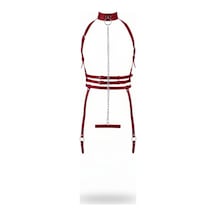 İkikareshop Bordo Harness Takım Zincir Detaylı Boyunluklu Vücut Aksesuarı - Brf233 Çok Renkli