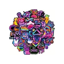50'li Cartoon Neon Aesthetic Stickers, Sticker Set Laptop Notebook Tablet Sticker Seti 1