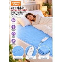 Elektrikli Battaniye Çift Kişilik 120x160 Cm Keçe Yüzey, Isı Ayarlı, Fermuarlı 2 Yıl Garantili Mavi