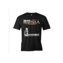 Attack On Titan Baskılı Sİyah Erkek Tshirt 001