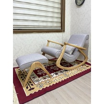 Asedia Ekol Naturel Taş Gri Ahşap Sallanan Sandalye Dinlenme Koltuğu