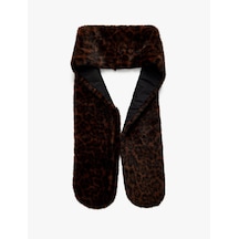 Koton Leopar Desenli Suni Kürk Atkı - Koton X Melis Ağazat Leopar Desenli 6wak50238aa Leopar Desenli