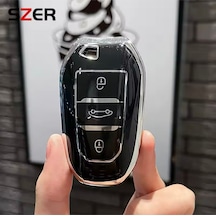 Citroen C4 Sustasız Anahtar Kılıfı Siyah-gümüş