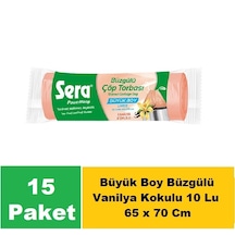 Sera Çöp Torbası Büzgülü Vanilya Büyük Boy 65 X 70 Cm 15 X 15 Li