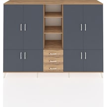 Hyperion Dolap 11 Raflı 3 Çekmeceli 8 Kapaklı 220x44x163 Çam-antr Çam-antrasit/çam