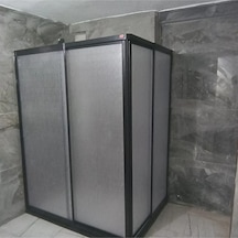 Nokta Duşakabin 110 x 70 Teknesiz Mika Plastik Camlı Siyah Profilli Duşakabin Şeffaf