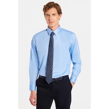 Tudors Erkek Slim Fit Non-ıron Pamuklu Doğa Dostu Ekoteks Belgeli Ütü Gerektirmez Açık Mavi Gömlek-32995 Açik Mavi