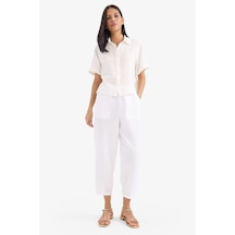 DeFacto Tapered Fit Yüksek Bel Uzun Boy Müslin Pantolon E6412AX25SPWT34