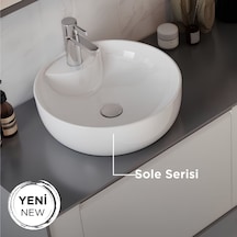 Seramiksan Sole 42 CM Tezgah Üstü Lavabo Batarya Delikli