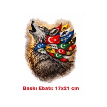 Bozkurt Ve Osmanlı Bayrakları Temalı Ütü İle Yapışan Tekstil Kumaş Tişört Dtf Baskı 3446