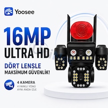 Uninet 4k Pro 16mp 4 Kameralı Wifi Güvenlik Sistemi 3 Sabit + 1 Ptz, 360 Izleme, Renkli Gece Görüşü Ve Ip66