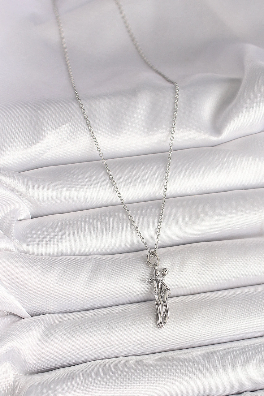 Nova Bazaar 316l Çelik Gümüş Renk Zincir Sarılma Model Kadın Kolye Gümüş