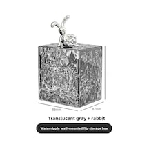 Skycity Banyo Duvarlı Dolap: Toz Koruyucu Kapağıyla Makyaj Pamukları, Konsept İçin Taşınabilir 1l Depolama Kutusu Transparan Gri Gümüş + Tavşan Diğer