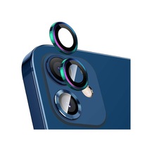 Ally Apple Uyumlu iPhone 12 - 12 Mini 3D Metal Çerçeveli Kamera Lens Koruyucu Gökkuşağı