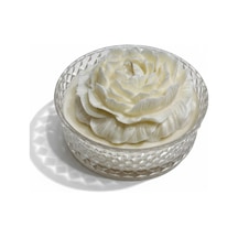 Cam Tabakta Büyük Şakayık Gül %100 Soya Ve Balmumu Organik Mum Kokusu Tercih Yapılabilir 18x6 Cm Siyah