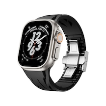 Apple Watch Ultra 49mm Krd-127 Metal Tokalı Silikon Kordon-siyah