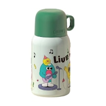 Shotay St-8817 480ml Askılı Silikon Kılıflı Pipetli Desenli Yeşil Çelik Matara Diğer