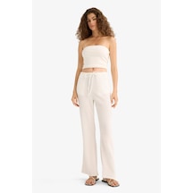 Defacto Wide Leg Cepli Normal Bel Standart Boy Bürümcük Pantolon F7659ax25auwt32 Beyaz