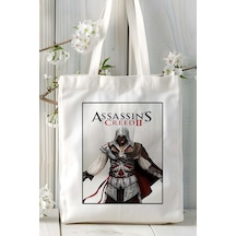 Art Hediye Assassin's Creed Oyun Baskılı Bez Çanta Omuz Çantası Kişiye Özel Model 4 Çok Renkli