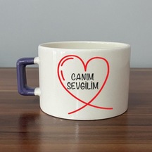 Canım Sevgilim Baskılı Mor Kulplu C Fincan