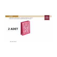 Hediyelik Karton Çanta 2 Adet Love Yazılı 24x31x10 Cm