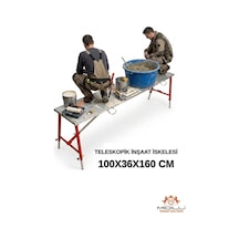 Alüminyum Gövdeli Çelik Ayaklı Teleskopik İnşaat Katlanır İskelesi Kırmızı - 400 Kg Taşıma Kapasitesi 100x36x160cm