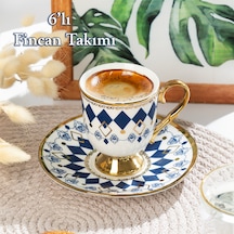 Porsima Neva Altın Yaldızlı 6 Kişilik 12 Parça Fincan Seti