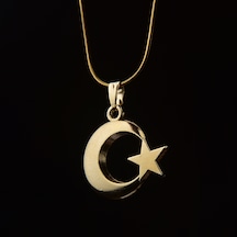 Ay Yıldız Sarı Çelik Kadın Kolye Takı Aksesuar