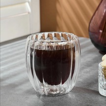 Perottii Stripe Çift Cidarlı Bardak - Şeffaf - 250 Ml Renkli