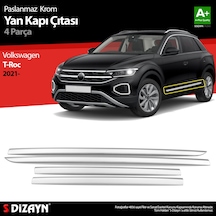 S-Dizayn VW T-Roc Makyajlı Krom Yan Kapı Çıtası 4 Prç. 2021 Üzeri