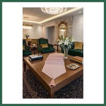 Bezos Çizgili Tek Runner, Colber Tek Runner 40x140cm Pudra Bzs01