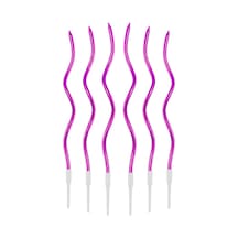 3 Paket 15 Cm Kıvrımlı Mor Mum - Doğum Günü Pasta Mumu 0 - 99