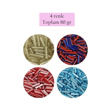 Uzun Boru Kesme Boncuk Çap 2mm Uzunluk 10 Mm - 4 Renk - Toplam 80 Gram - Bnc429