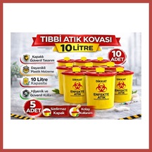 Bezos Atık Kovası 10 Litre 10 Adet Kapaklı Atık Kutusu Enfekte Atık Kovası Seti Erdotıca