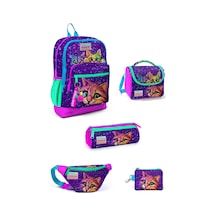 Kids Kedi Desenli Mor Pembe 3 Lü Okul Çanta Seti 5set23732