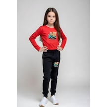Fyk Kids Kız Çocuk Baskılı Bel Detayı Lastikli Alt-üst Pijama Takımı Kırmızı