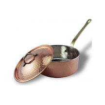 Turna Bakır İtalyan Tencere Tek Kulp 5 No 26 CM El Dövme Kırmızı
