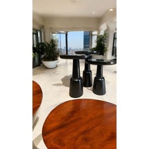 Wood Wooden Ahşap 3 Lü Set Ürgüp Mantar Yan Sehpa Modern Siyah Renk Fiskos Siyah