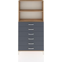 Arges Dolap 2 Raflı 6 Çekmeceli 88x30x182 Çam-antrasit Çam