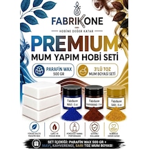 Premium Mum Yapım Hobi Seti - Parafin Wax 500 Gr - 3'lü Toz Mum Boyası Seti - Mavi, Kahverengi, Sarı Bkfabpw5003mkhsr Karışık