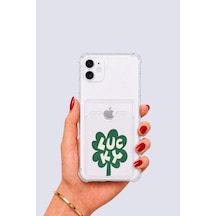 Apple iPhone Uyumlu 12 Kartlıklı Lucky Yonca Desenli Kılıf