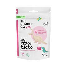 The Humble Co. - Humble Corn Starch Floss Picks - Kids 30 Pcs Kürdanlı Diş İpi 30 Pcs - Çocuklar İçin Çilek Aroma