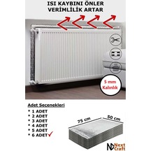 Petek Arkası Isı Yalıtım Levhası 6 Adet 75x50 Cm 5 Mm Kalınlık Kalorifer Radyatör Arkası Folyo