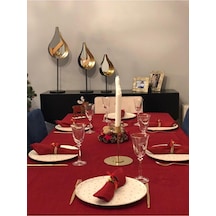 Valerium Simli Kırmızı Masa Örtüsü 150 X 260 Kırmızı