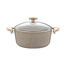 3110 - 2 Parça - Biogranit - 32x12,5 Cm 9,2 Litre - Derin Tencere, Sütlü Kahve Gövde Ve Detay Sütlü Kahve