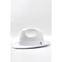 Kadın Beyaz Kısa Fötr Şapka - Standart