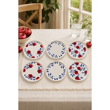 Nar 6'lı Handmade Stackable Seramik Pasta Tabak Seti - Premium Sunum & Kahvaltı Takımı - 20 Cm Beyaz