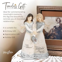 82417 Elements Angels - Truly Blessed To Have A Wonderful Friend Like You 12,7 Cm Çift Melek Heykelcik, Gümüş, Kahverengi, Bronz/bej, 14 Cm