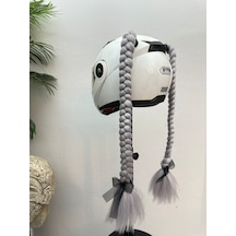 Motor & Motosiklet Gri Simli Çift Örgü Saç Kask Dış Aksesuarı Diğer
